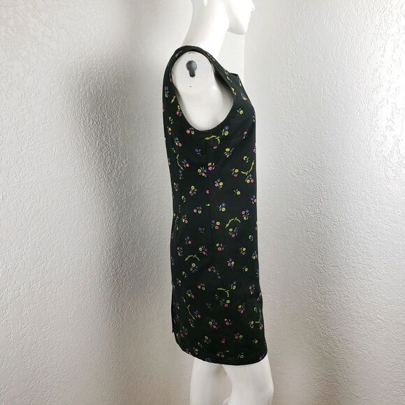 Moschino Jeans Shift Dress Floral Black Denim Mini US Sz 8 I42 Vintage 90s - Picture 6 of 8